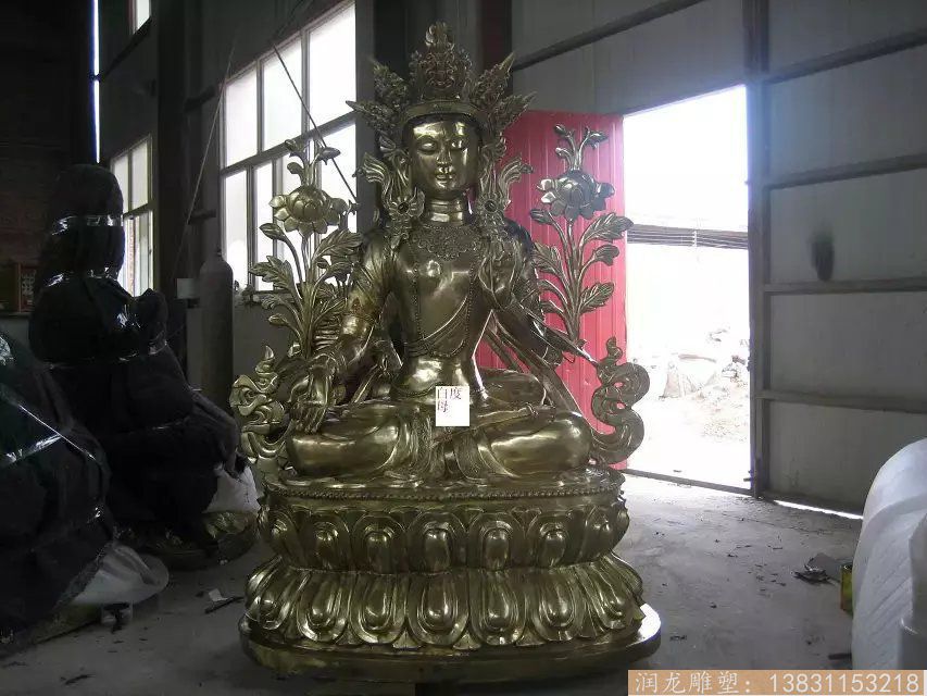 厂家制作白度母臧佛雕像 黄铜佛像 寺庙景观雕塑设计